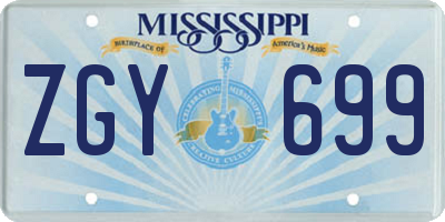 MS license plate ZGY699