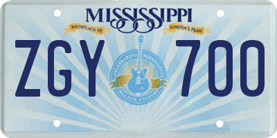 MS license plate ZGY700