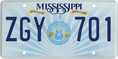 MS license plate ZGY701