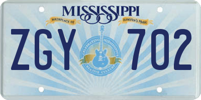 MS license plate ZGY702