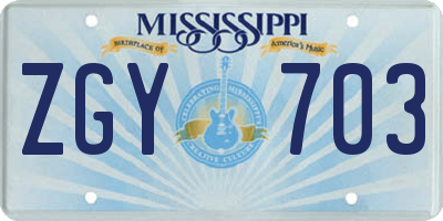 MS license plate ZGY703