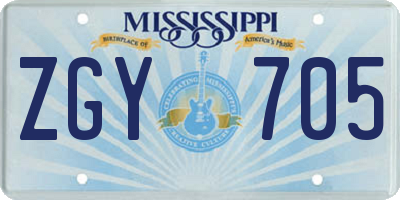 MS license plate ZGY705