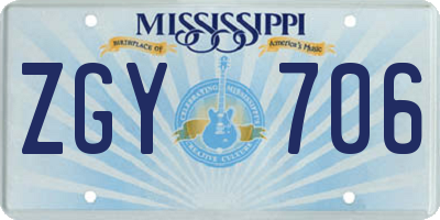 MS license plate ZGY706