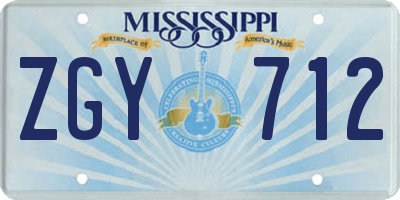 MS license plate ZGY712