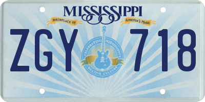MS license plate ZGY718