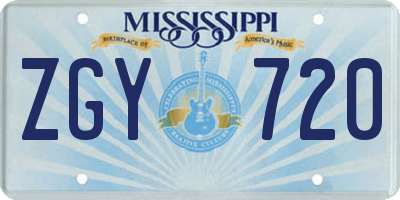 MS license plate ZGY720