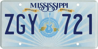 MS license plate ZGY721