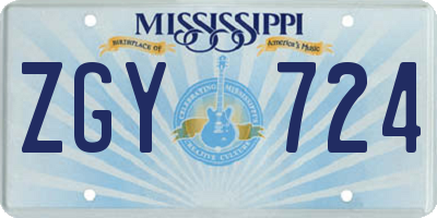 MS license plate ZGY724