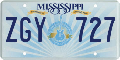 MS license plate ZGY727