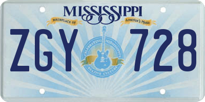 MS license plate ZGY728