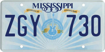 MS license plate ZGY730
