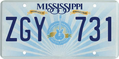 MS license plate ZGY731