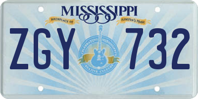 MS license plate ZGY732