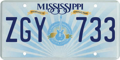 MS license plate ZGY733
