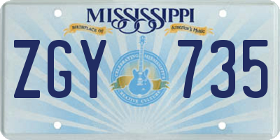 MS license plate ZGY735