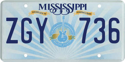 MS license plate ZGY736