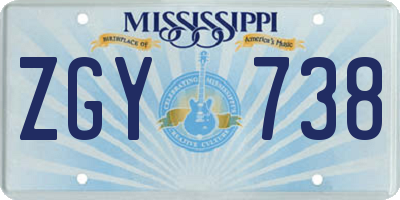 MS license plate ZGY738