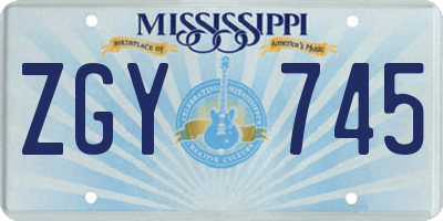 MS license plate ZGY745