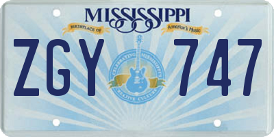 MS license plate ZGY747