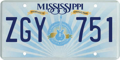 MS license plate ZGY751