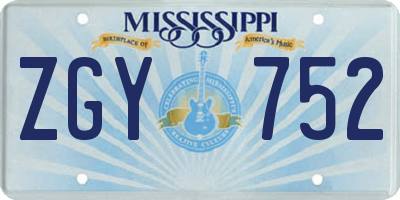 MS license plate ZGY752