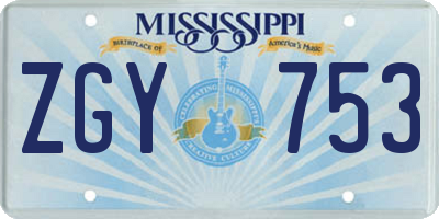 MS license plate ZGY753