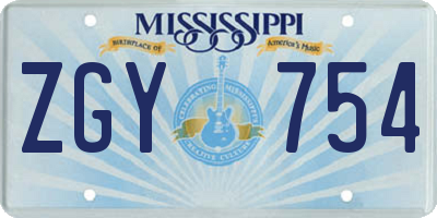 MS license plate ZGY754