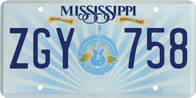 MS license plate ZGY758