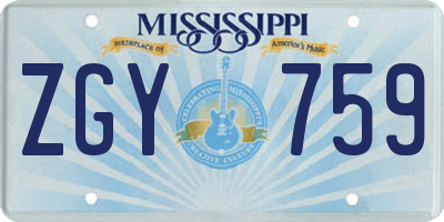 MS license plate ZGY759