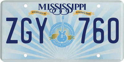 MS license plate ZGY760