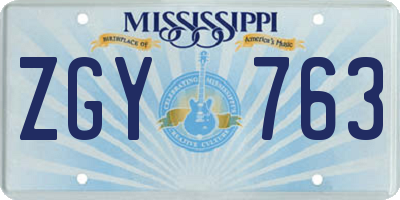 MS license plate ZGY763