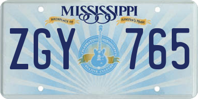 MS license plate ZGY765