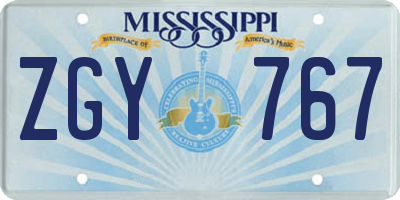 MS license plate ZGY767