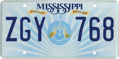 MS license plate ZGY768