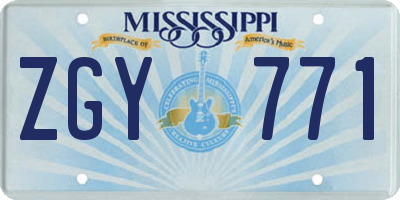 MS license plate ZGY771
