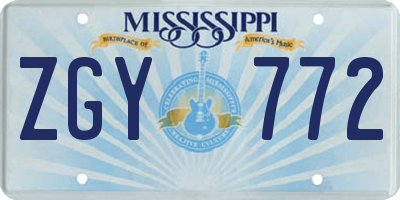 MS license plate ZGY772
