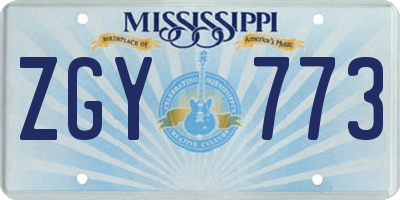 MS license plate ZGY773