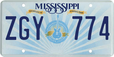 MS license plate ZGY774