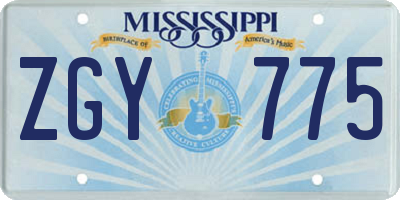 MS license plate ZGY775
