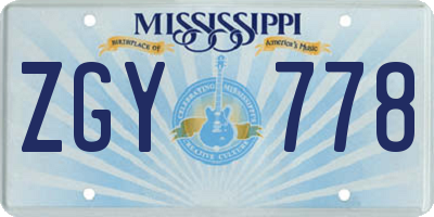MS license plate ZGY778