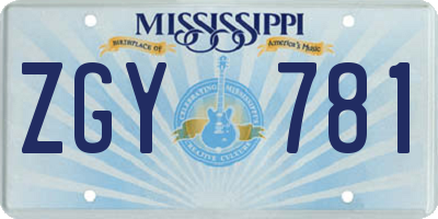 MS license plate ZGY781