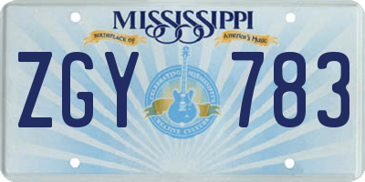 MS license plate ZGY783