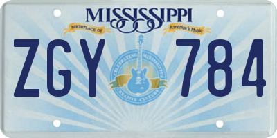 MS license plate ZGY784