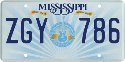 MS license plate ZGY786