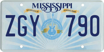 MS license plate ZGY790