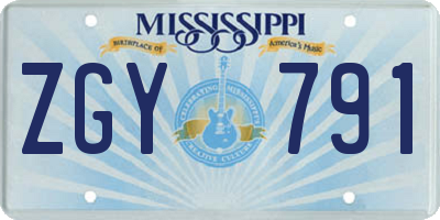 MS license plate ZGY791