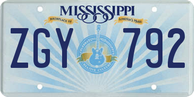 MS license plate ZGY792