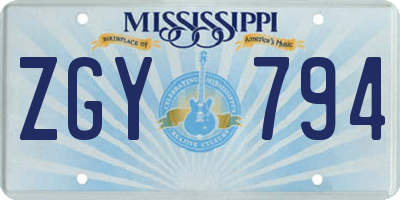 MS license plate ZGY794