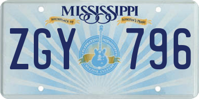 MS license plate ZGY796