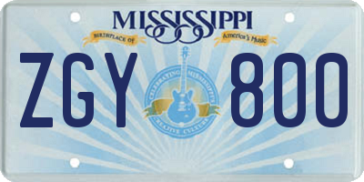 MS license plate ZGY800